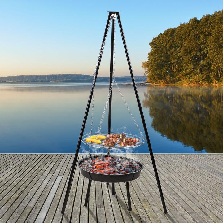 Produktbild Dema Dreibeingrill Dreibein Grill Schwenkgrill Holzkohlegrill Ø 49 cm Höhe 150 cm (84 cm)