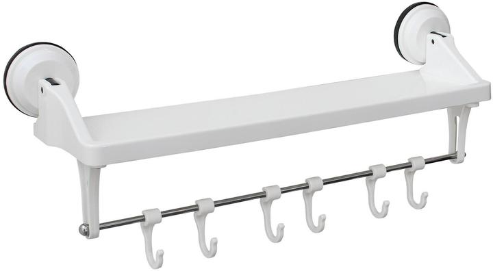 Actual product image Eurotrail Suction Cup Shelf with Hooks White