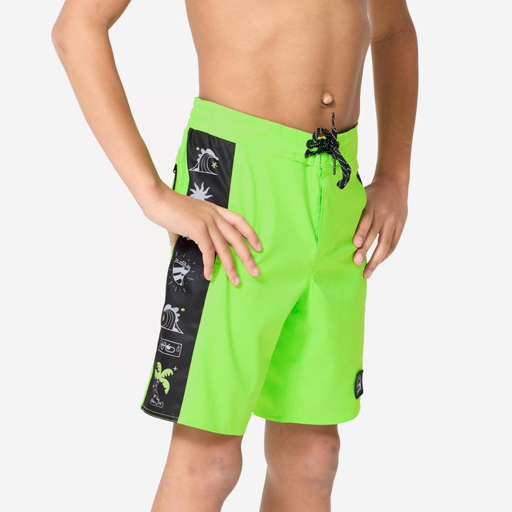 Actual product image Olaian Boardshorts Surfen Jungen 900 Band grün (8, 9, 10)