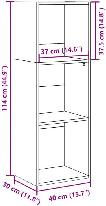 Actual product image VidaXL Bücherregal Standregal Büroregal Aktenregal Aufbewahrungsregal Schwarz (40 x 30 x 114 cm)