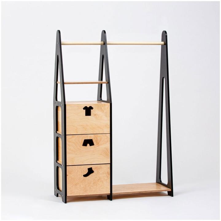 Image du produit Duck Woodworks Porte-manteaux pour enfants Tiroirs avec poignées en forme de vêtements