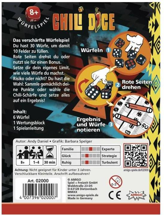 Actual product image Amigo Chili Dice, d from 8 years, 1-4 players, dice game, family game (German, English)