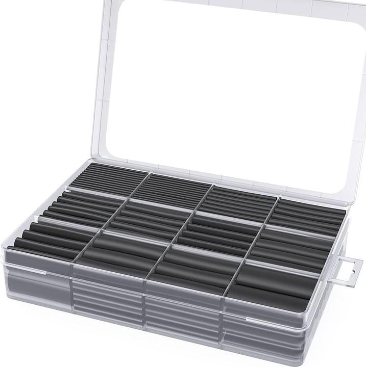 Offgridtec Schrumpfschlauch Sortiment Schwarz 3:1 Ratio mit Kleber Doppelwandig 400 Stück 45mm Länge Verschie (400 x)