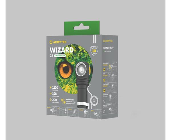 Actual product image ArmyTek Wizard C2 v4 Magnet USB+18650 / LH351D White / 1200 lm / TIR 70°:120° / 1x18650 (11.20 cm, 1200 lm)