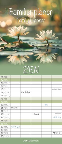 Alpha Edition Familienplaner Zen 2026 (Duits, Italiaans, Frans, Engels)