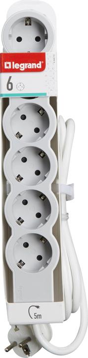 Immagine prodotto Legrand Presa piatta 6x presa, cavo da 5 metri bianco-grigio 694572 (6 x, CEE 7/7, 5 m)
