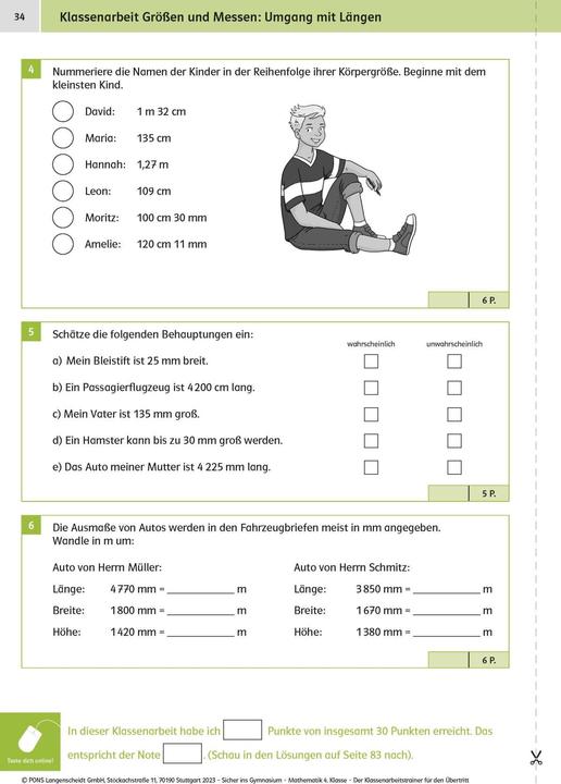 Produktbild Sicher ins Gymnasium: Klassenarbeitstrainer für den Übertritt Mathematik 4. Klasse (Deutsch, 2023)