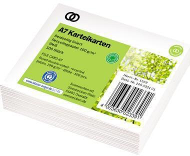 Actual product image Soennecken Index card oeco Recycling DIN A7 lined white 100 pcs./pack. (A7, 190 g/m², 100 x)
