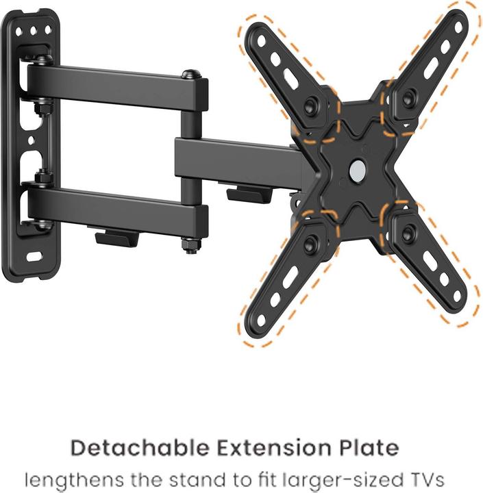 Immagine prodotto Wiltec Supporto per TV 13"-43" Supporto da parete per TV girevole da 20 kg (Muro, 43", 20 kg)