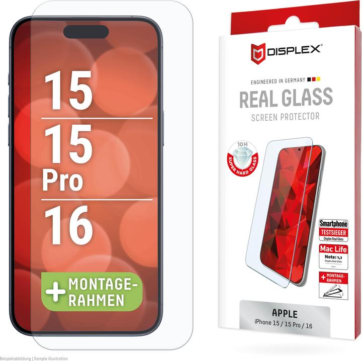 Displex Real Glass, 2D Panzerglas (1 Piece, Apple iPhone 16)