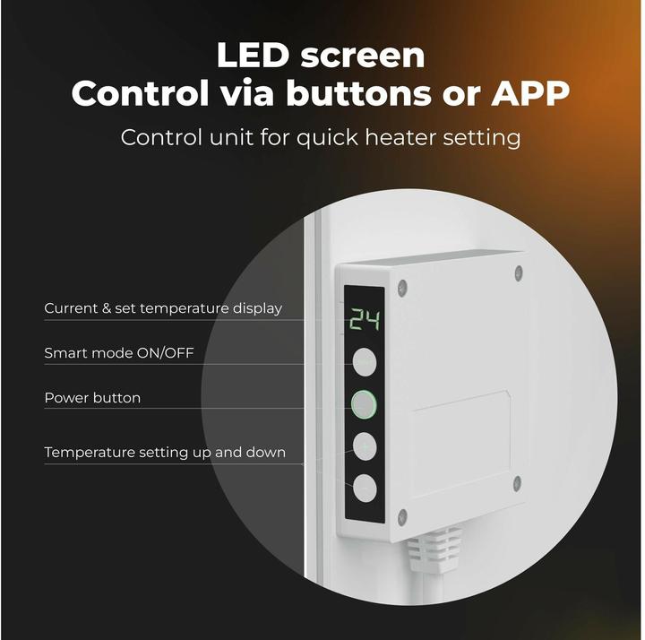 Actual product image Aeno Premium Eco Smart LED infrared heater 700 W, grey (700 W)