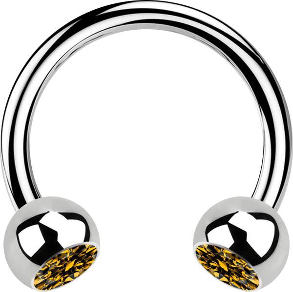 Actual product image Star Piercing Micro Circular Barbell silver with two crystal topaz balls (without brass, Surgical steel 316L)