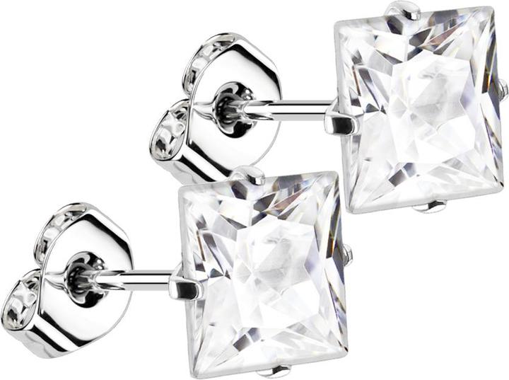 Actual product image Star Piercing Stud earrings silver with square crystal silver (without brass, 925 sterling silver)