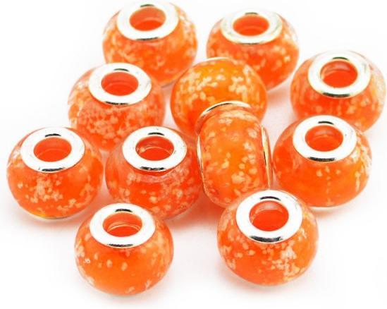 Image du produit Hermex Verre Bead Perle argenté 925 - Orange (Argent 925, Verre, Alliage métallique)