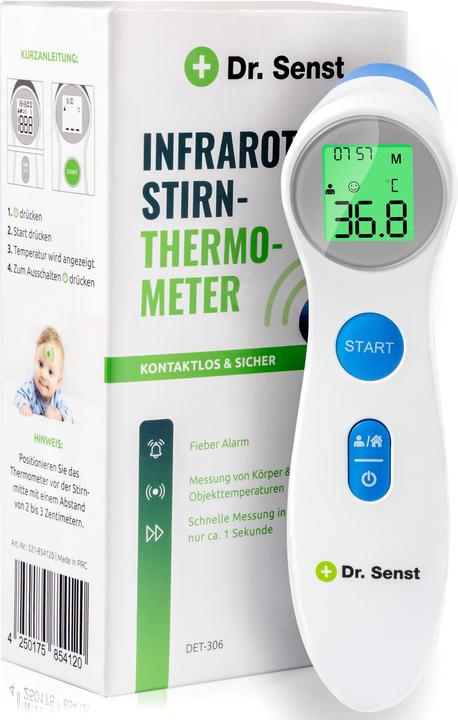 Produktbild Dr. Senst Digitales Fieberthermometer Hochpräzise Temperaturmessung Infrarotes berührungsloses Fiebe (Stirn, Berührungslos)
