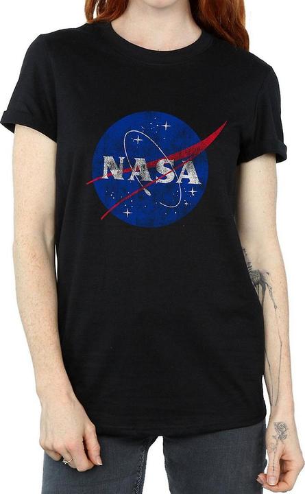 Nasa Insignia Distressed Logo Baumwolle Boyfriend TShirt