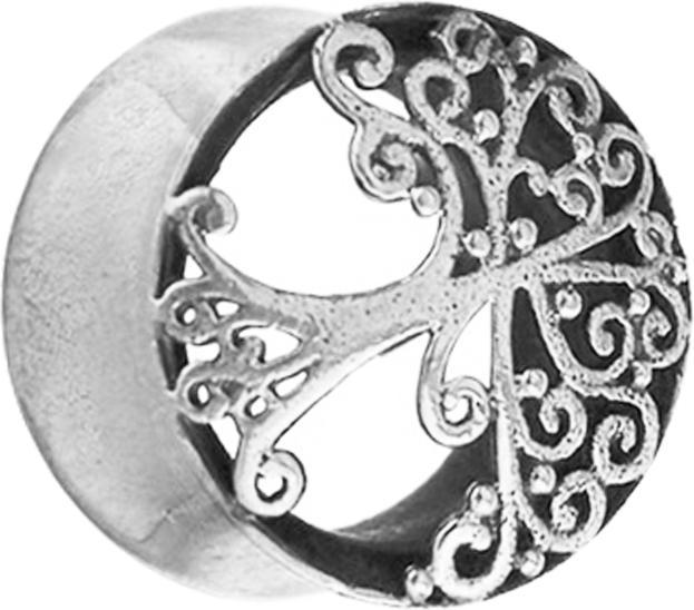 Star Piercing Flared Tunnel silber Baum des Lebens (Messing)