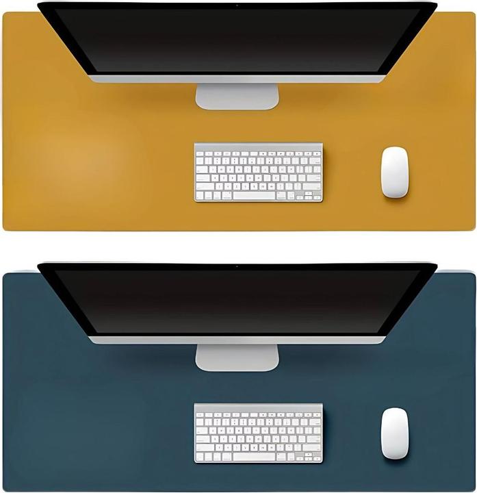 Actual product image Milkii double-sided desk mat, mustard/night blue