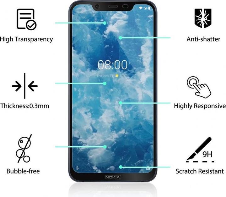 Immagine prodotto Screenguard Nokia 8.1 Pellicola di vetro protettiva a schermo intero 2.5D 9H (1 Pezzo/i, Nokia 8.1)