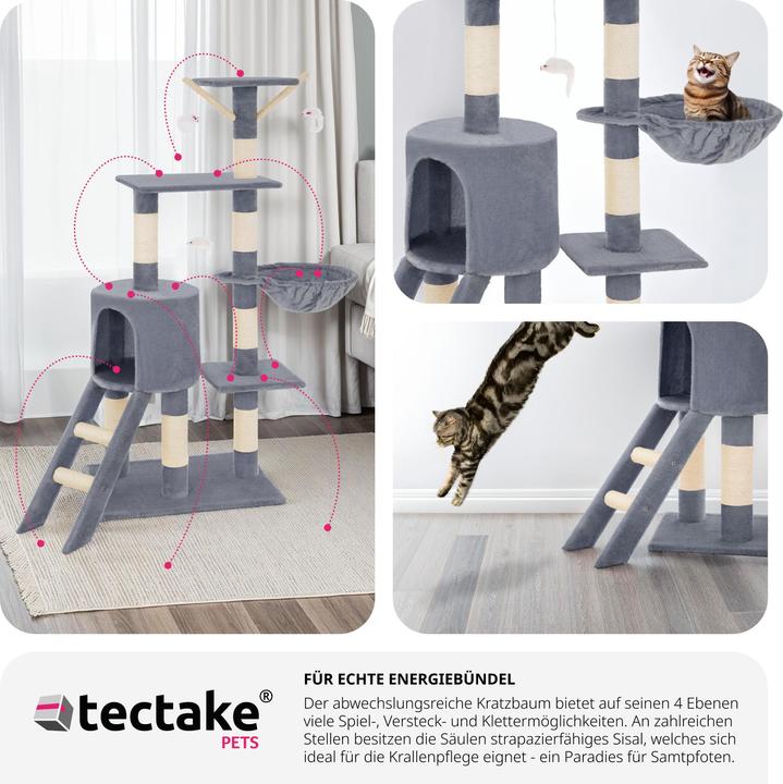 Image du produit tectake Arbre à chat Dominik (144 cm, Gris)