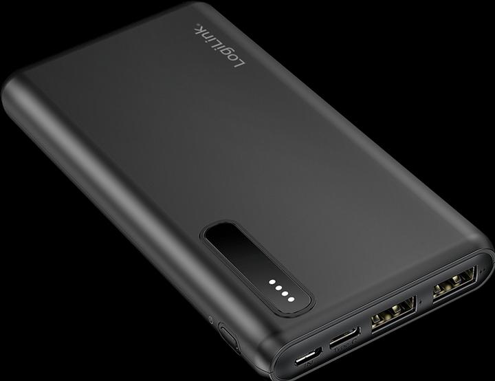 Produktbild LogiLink Powerbank PA0311 schwarz, 8000 mAh, 2x USB-A, 2-in-1-Kabel (8000 mAh, 12 W)