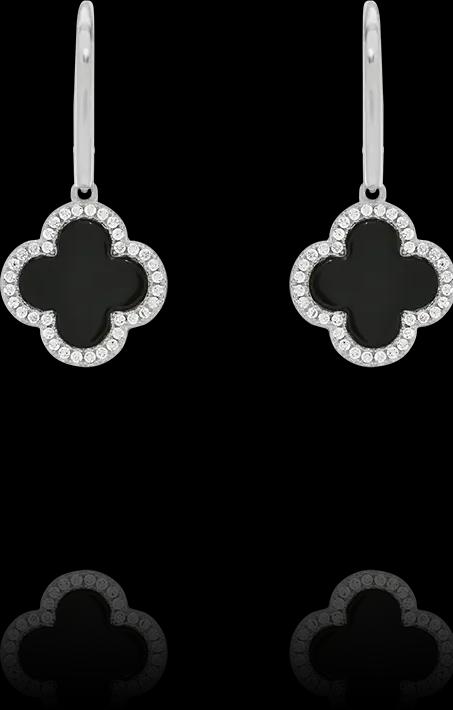 Charles Garnier Ohrringe aus Silber, schwarzem Achat, Zirkonoxid (Silber)