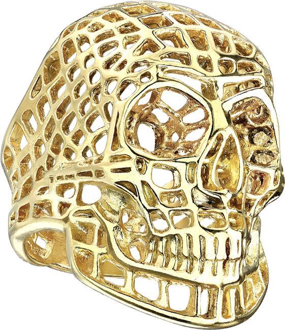 Star Piercing Ring vergoldet Totenkopf Netz