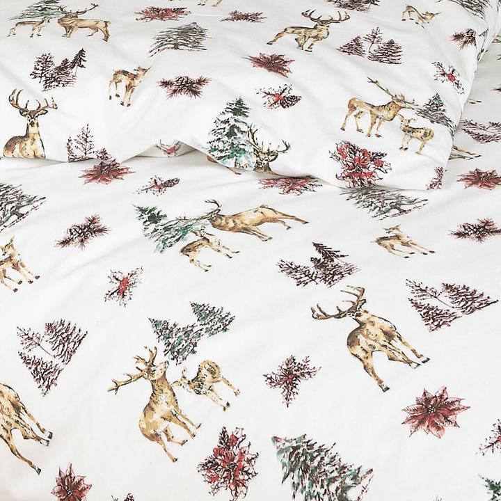 Image du produit Janine Drap de lit en lin fin Davos 65150 naturel rouge vert (Set de linge de lit, 135x200 cm + 80x80 cm)