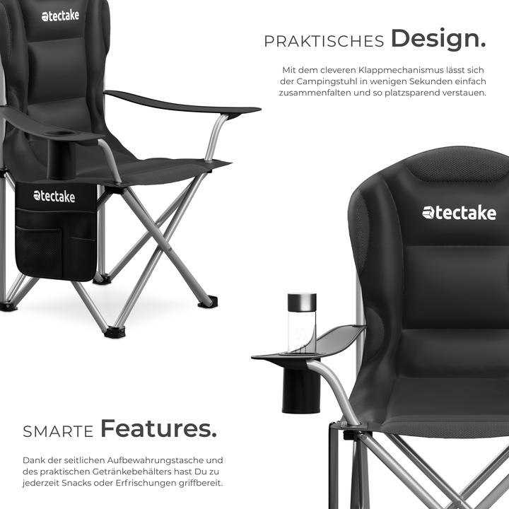 Actual product image tectake Padded camping chair MTX, foldable, with cup holder