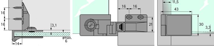 Image du produit Hettich Charnières pour portes en verre ET 5160