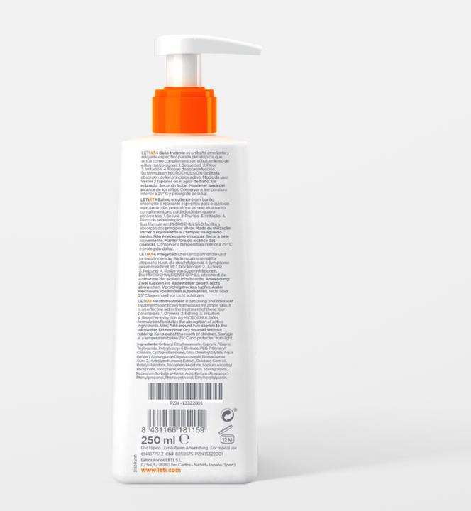 Produktbild Leti AT4 Dusch- und Badegel - Milde, rückfettende Reinigung bei trockener oder zu Neurodermitis neig (Gel, 250 ml)