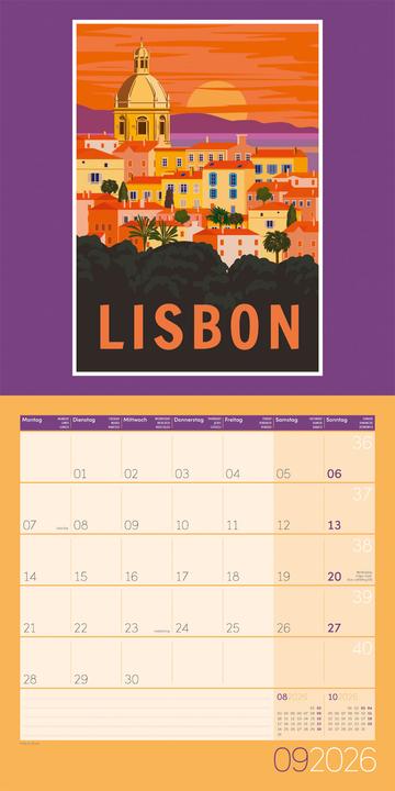 Produktbild Vintage Voyage - Reiseposter - Kalender 2026 - 30x30 (30 x 30 cm, Harter Einband, Deutsch, Französisch, Englisch)