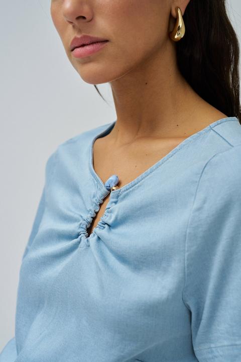 Immagine prodotto Salsa Jeans Kurzarmbluse Lightdenim Blouse Metalic Detail (M)