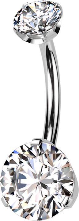 Produktbild Hollywood Body Jewelry Threadless Banane silber zwei Kristalle silber gefasst (Titan G23)