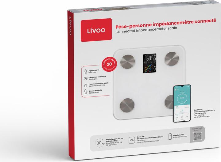 Actual product image Livoo Connected impedancemeter scale (180 kg)