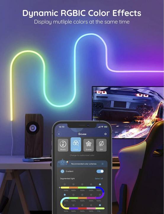Produktbild Govee RGBIC Neon Rope Light (Mehrfarbig, 200 cm, Indoor)
