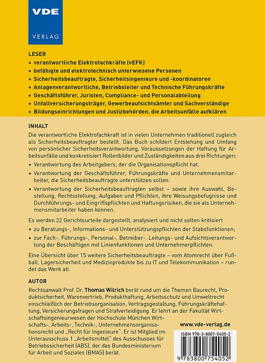 Produktbild Arbeitsschutzverantwortung für Sicherheitsbeauftragte (Deutsch, Thomas Wilrich, 2021)