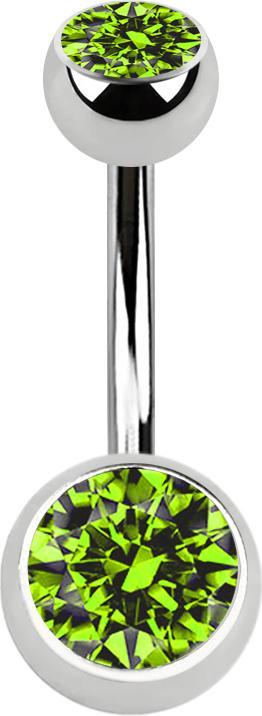 Immagine prodotto Star Piercing Banana argento con due sfere di cristallo verde chiaro (Acciaio chirurgico 316L)