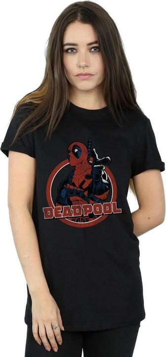 Actual product image Womens/Ladies Deadpool Gun Finger Cotton Boyfriend T-Shirt (S)