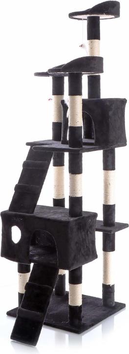 Produktbild Wiltec Kratzbaum Schwarz 170cm Sisal Katzenbaum Katzenkratzbaum Kletterbaum (170 cm, Schwarz)