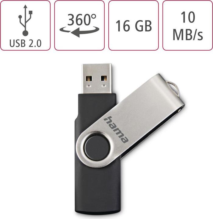 Image du produit Hama Tourne (16 Go, USB-A, USB 2.0)