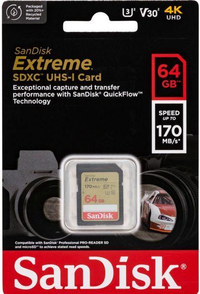 Produktbild SanDisk Extreme (64 GB, SDXC, U3, UHS-I)
