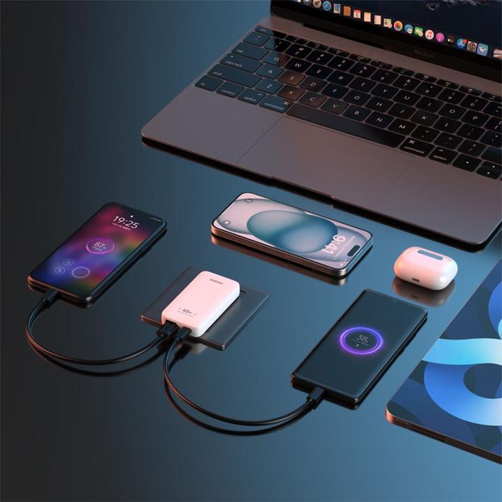 Actual product image Dudao GaN A65Q 65W USB-A / USB-C PD Ultra-Thin Wall Charger - White (65 W)
