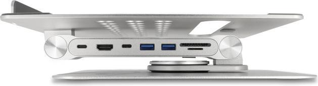 Produktbild Delock Tablet und Notebook Ständer mit eingebauter Dockingstation 4K - HDMI / Kartenleser / Hub / PD (USB-C, 6 Ports)