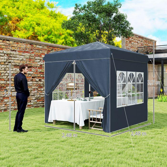 Produktbild Swisshandel24 Faltpavillon 2,5x2,5m, wasserabweisend mit 4 Seitenteilen, Dunkelblau (250 cm, 250 cm)