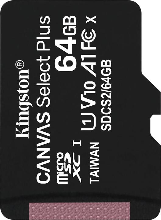 Actual product image Kingston Canvas Select Plus microSDXC Card 64GB (64 GB, microSDXC, U1, UHS-I)