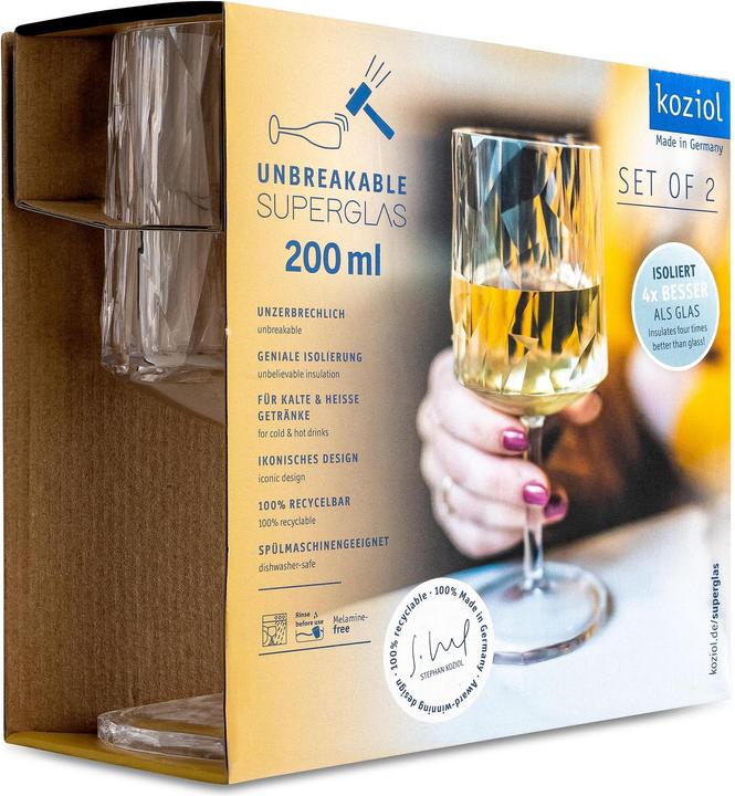 Immagine prodotto Koziol Bicchiere da vino bianco Superglass (20 cl, 2 Occhiali, Bicchieri da vino bianco)