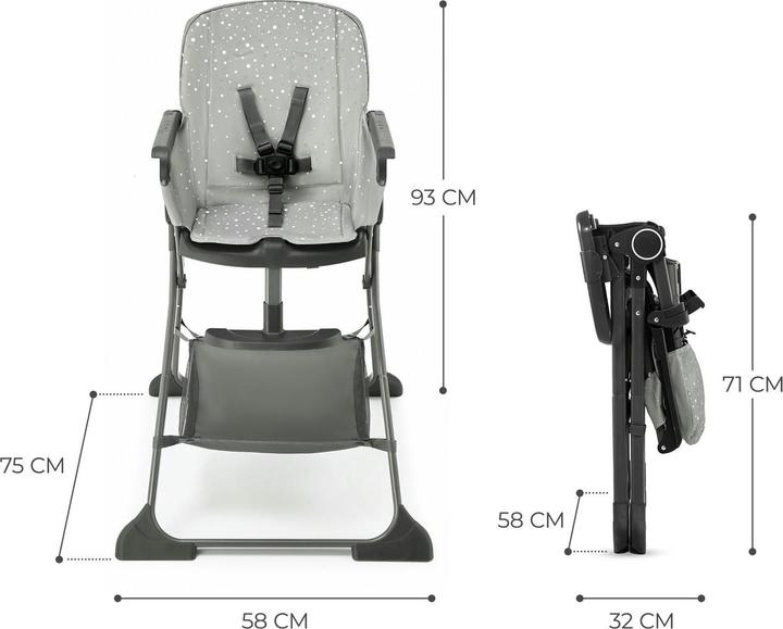 Image du produit KinderKraft Chaise haute Foldee grise (Chaise haute Rehausseur)