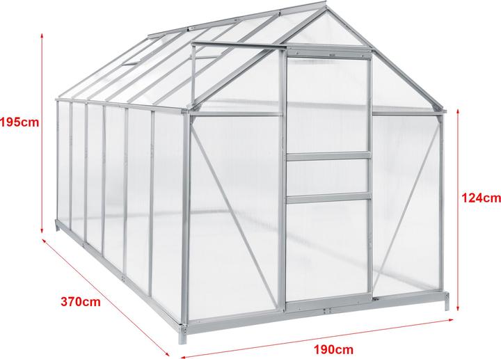 Actual product image En.Casa Greenhouse Oisterwijk aluminium frame 370x190 cm