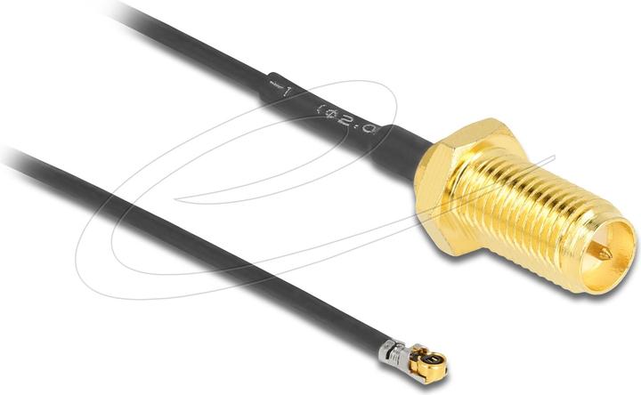 Produktbild Delock Antennenkabel RP-SMA Buchse zum Einbau zu MHF® 4L LK Stecker 1.37 10 cm Gewindelänge 10 mm (2.50 dB, Antennenkabel)